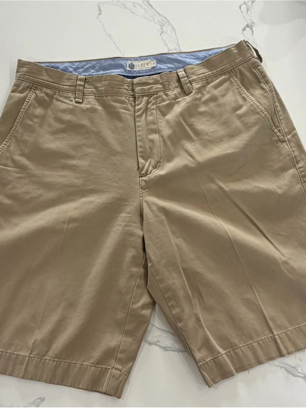 J. Crew Men's Classic Flat Front Chino Shorts Khaki Tan 100% Cotton Size 34